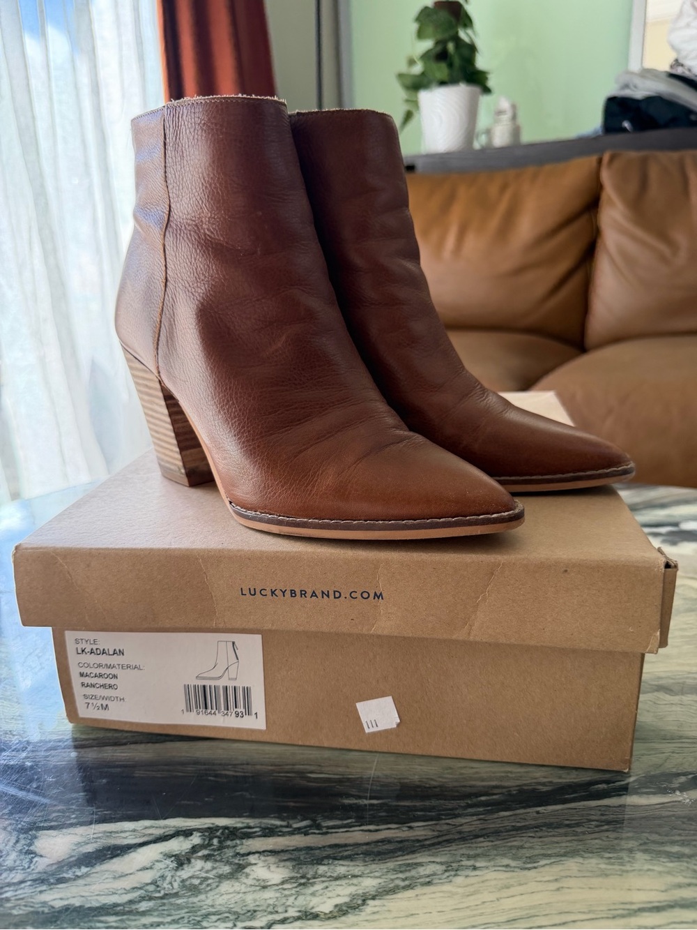 Lucky Brand Brown Leather Pointed Ankle Booties